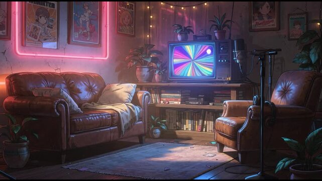 stream starting soon screen, overlay loop, animated virtual backgrounds, cozy lo-fi streamer streaming starting soon, vtuber asset twitch zoom OBS, anime chill hip hop.