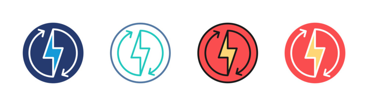 Power Cycle icon set multiple style collection