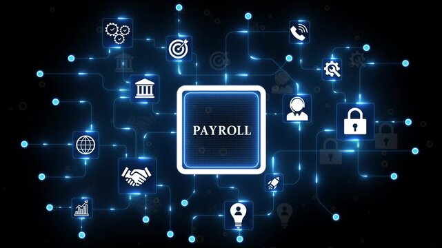 payroll standards quality control assurance warranty business technology concept. Business technology process improvement concept on virtual screen..