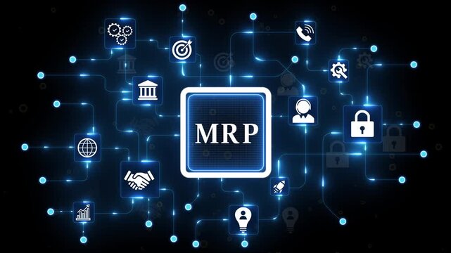 MRP Material Requirement planning Manufacturing Industry Business Process automation. 4k motion Technology..