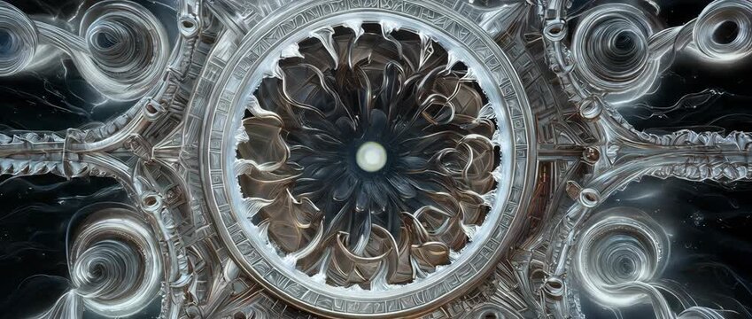 Futuristic radial energy core with glowing digital symmetry