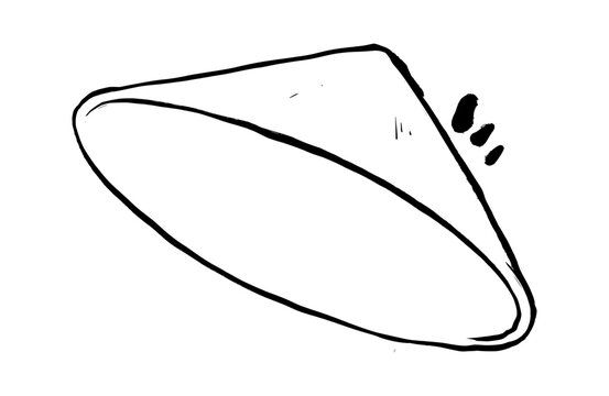 Traditional Asian Conical Hat Illustration. Simple Minimalist Line Art of a Nanning Hat for Culture Concept.