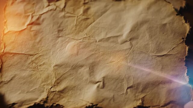 Vintage aged paper texture with wrinkled surface warm light glow and antique parchment background suitable for historical design concept