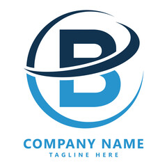 Blue logo design with letter B and swoosh on white background icon © designernur