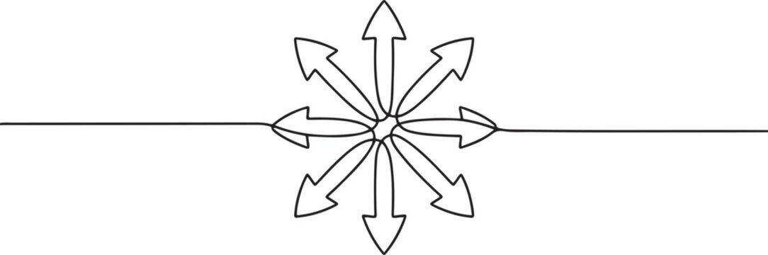 Continuous one line drawing of arrow set symbol continuous single line art arrow design.one line icon illustration with white background