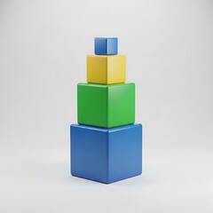 Fototapeta premium Colorful stacked cubes on white background 3d rendering