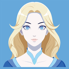 Stylized Portrait of a Blue-Eyed Blonde Woman