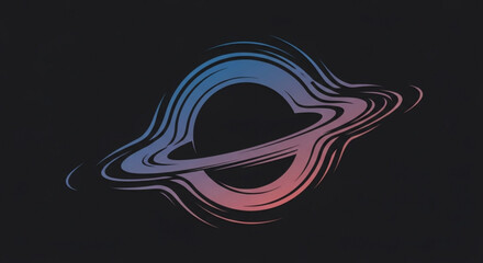 Stylized planet ring illustration with gradient colors on dark background abstract space element © Muhammad Abubakar