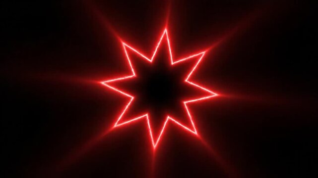 Electric red starburst emanates from a dark void, casting beams