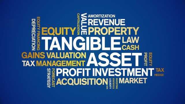Tangible Asset animated word cloud-text design animation tag kinetic typography seamless loop.