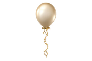 Gold celebration balloon with ribbon on transparent background
