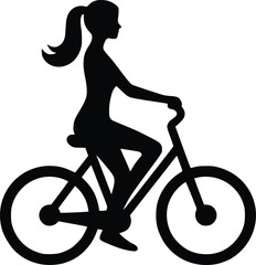 Silhouette of a woman riding a bicycle