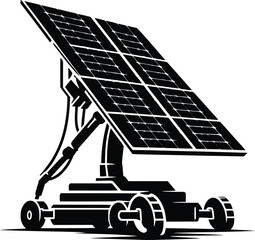 Illustration of a solar panel mounted on a mobile tracking system