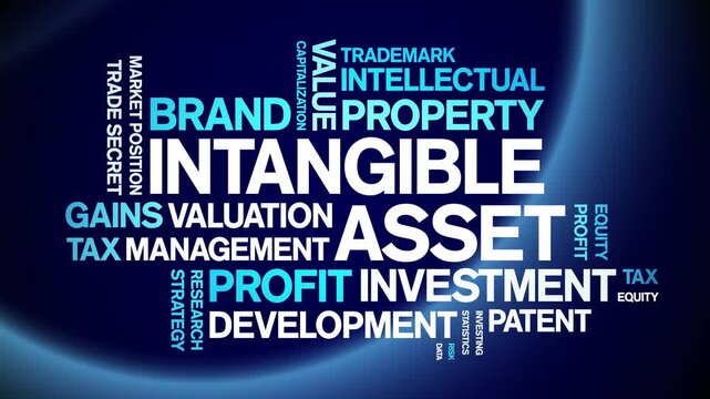 intangible asset animated word cloud-text design animation tag kinetic typography seamless loop.
