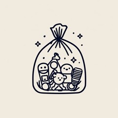 Obraz premium Cute Bag of Toys and Gifts Illustration