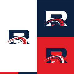letter R speedometer logo design