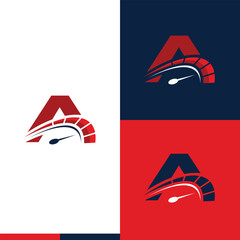 letter A speedometer race car logo