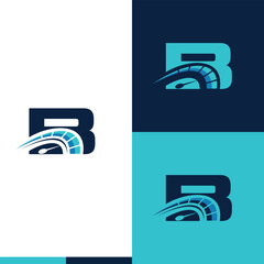letter B speedometer race car logo