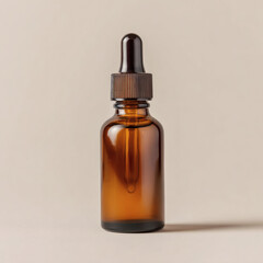 Fototapeta premium Amber glass dropper bottle isolated on white background