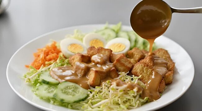 Delicious Gado Gado Salad with Peanut Sauce.