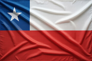 Chilean flag with white star on blue background red stripe