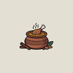 biriyani with roast vector illustraiton