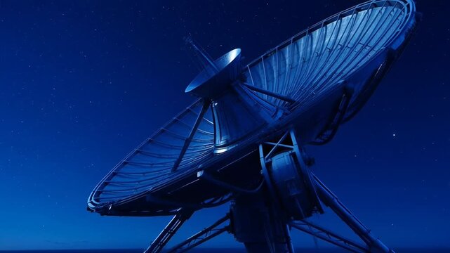 Satellite dish starry night sky
