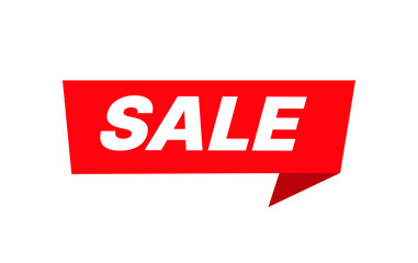 Fototapeta premium Red sale banner label for discounts and promotions, clean and eye catching vector design suitable for advertising, retail marketing, online shops, social media, posters, flyers, and commercial layouts