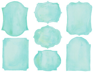 フレーム、水彩、、パステルカラー、黄色、水色