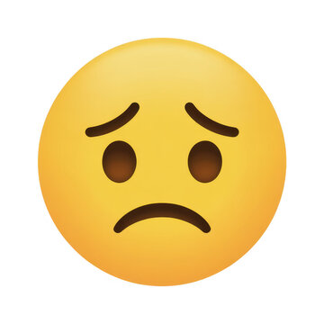 Yellow frowning face emoticon emoji isolated on a transparent background