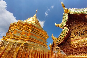 Golden pagoda wat Phra That Doi Suthep chiangmai Thailand