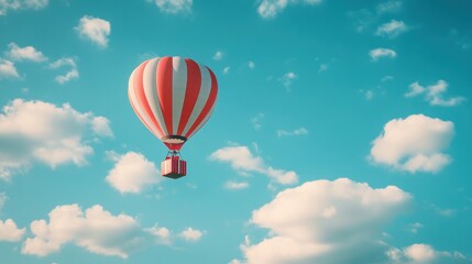 Fototapeta premium A Box flying on a parachute with pink cloud,vector illustration of package flying down from sky and cloud with parachute, concept for delivery service,shopping online,air delivery service.