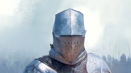 Naklejka premium Medieval Knight's Valor A Detailed Watercolor Illustration of Strength and Historical Courage