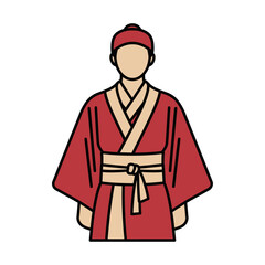 Fototapeta premium Illustration of man wearing traditional Japanese kimono.