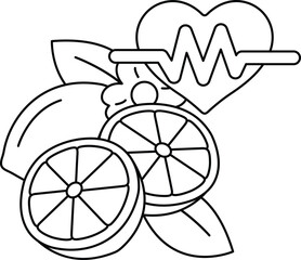 Fototapeta premium A drawing of a heart and a lemon with a line that says ECG