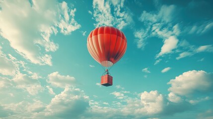 Fototapeta premium A Box flying on a parachute with pink cloud,vector illustration of package flying down from sky and cloud with parachute, concept for delivery service,shopping online,air delivery service.