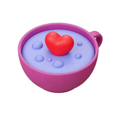 Whimsical Heart Bowl with Vibrant Purple Liquid&mdash;Playful 3D Illustration