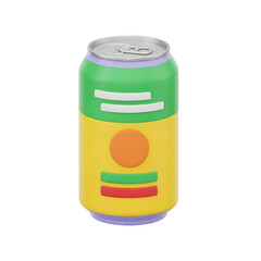 Vibrant Retro Cartoon Soda Can Illustration on White Background