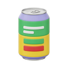 Vibrant Retro Cartoon Soda Can Illustration on White Background