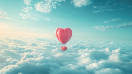 Obraz premium A Box flying on a parachute with pink cloud,vector illustration of package flying down from sky and cloud with parachute, concept for delivery service,shopping online,air delivery service.