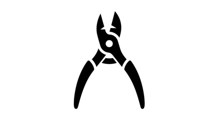 Fototapeta premium This bold black silhouette icon represents a plier tool commonly used in construction, repair, mechanical work, and electrical maintenance. The simple high-contrast design ensures visibility and adapt