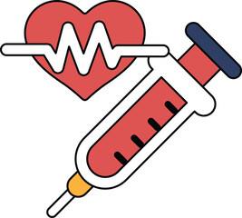 Obraz premium A black and white drawing of a syringe with a heart on the left side