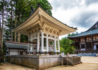 Obraz premium Bell tower at Danjo Garan in Kongobuji Temple complex, Japan