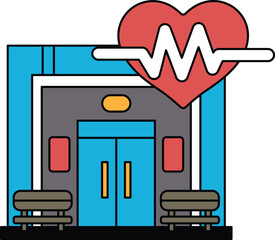 Obraz premium A building with a heart on it and a heart monitor