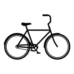 Obraz premium Black bicycle silhouette on white background simple design bike icon icon