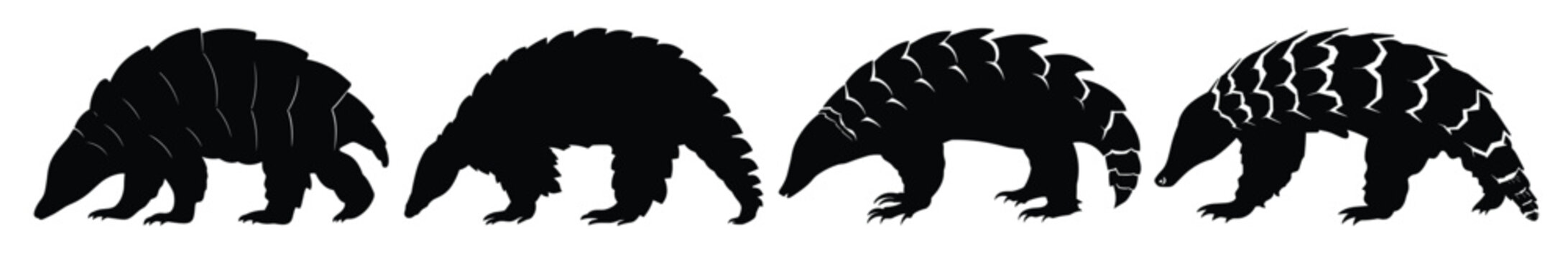 pangolin black silhouette set 