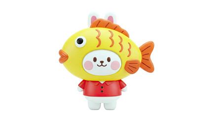 Obraz premium Cute Character in Fish Costume with Rabbit Ears