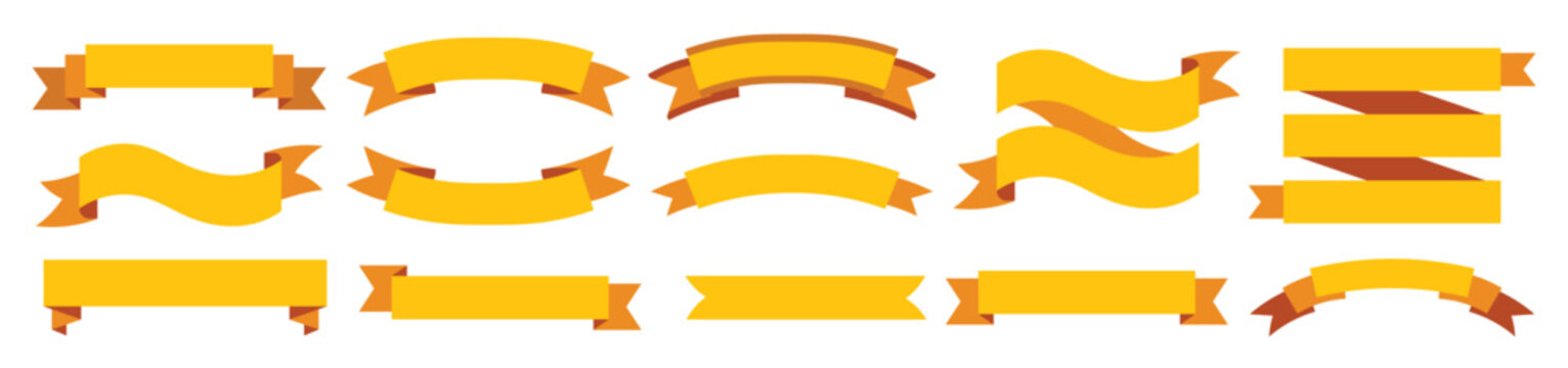 ribbon labels banners set flat isolated on white background