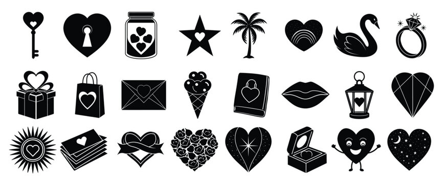 romantic icon silhouette on white background 