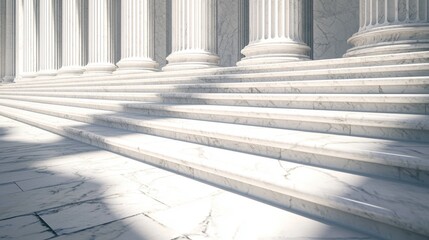 Naklejka premium Marble Steps and Columns in Classic Architectural Setting